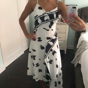 BANANA REPUBLIC WHITE NAVY PRINTED DRESS